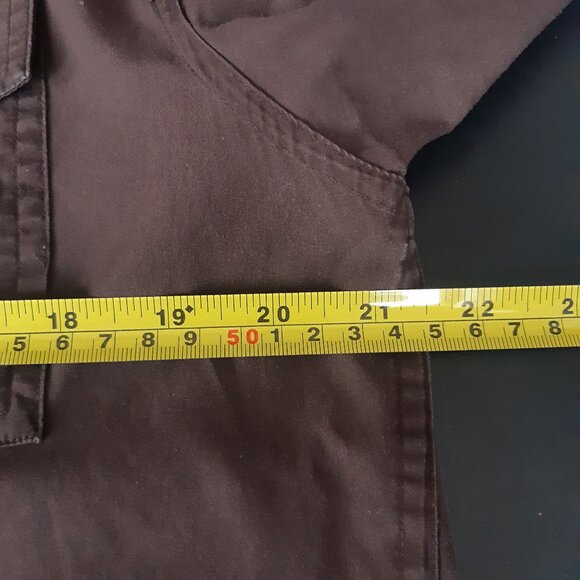 Perry Ellis SZ M Chocolate Brown 100% Cotton Men's LS Cargo Shirt - Picture 11 of 15